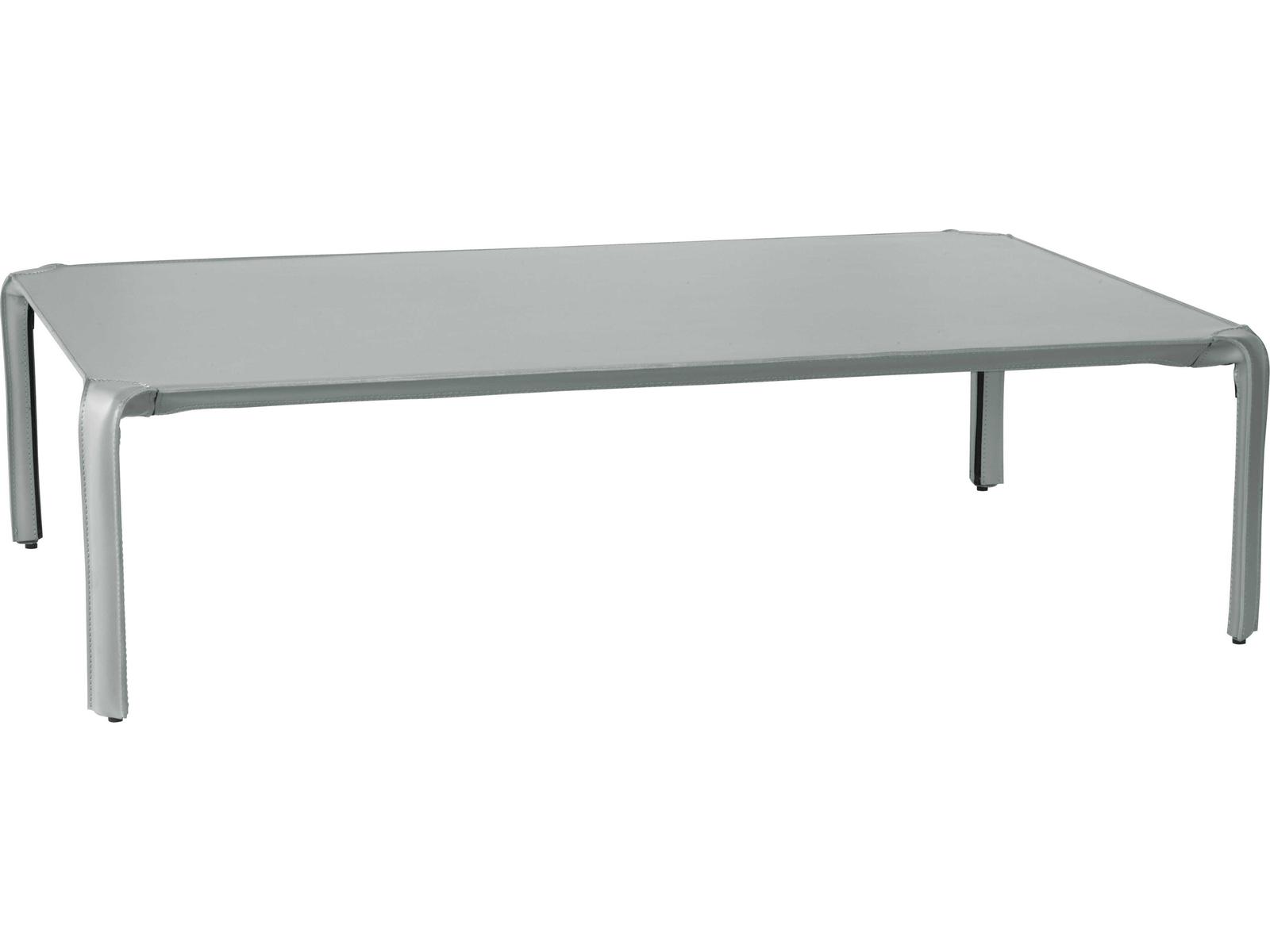 Libro Rectangular Leather Light Grey Coffee Table