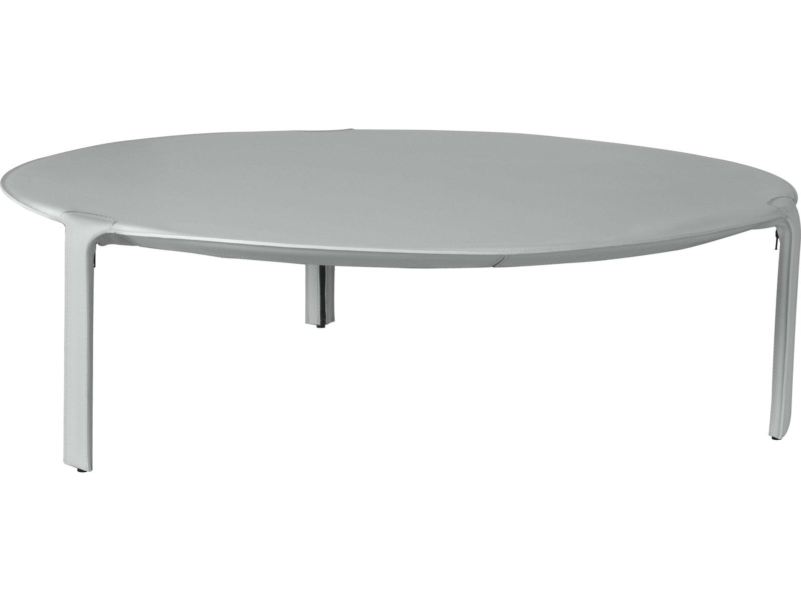 Libro Round Leather Light Grey Coffee Table