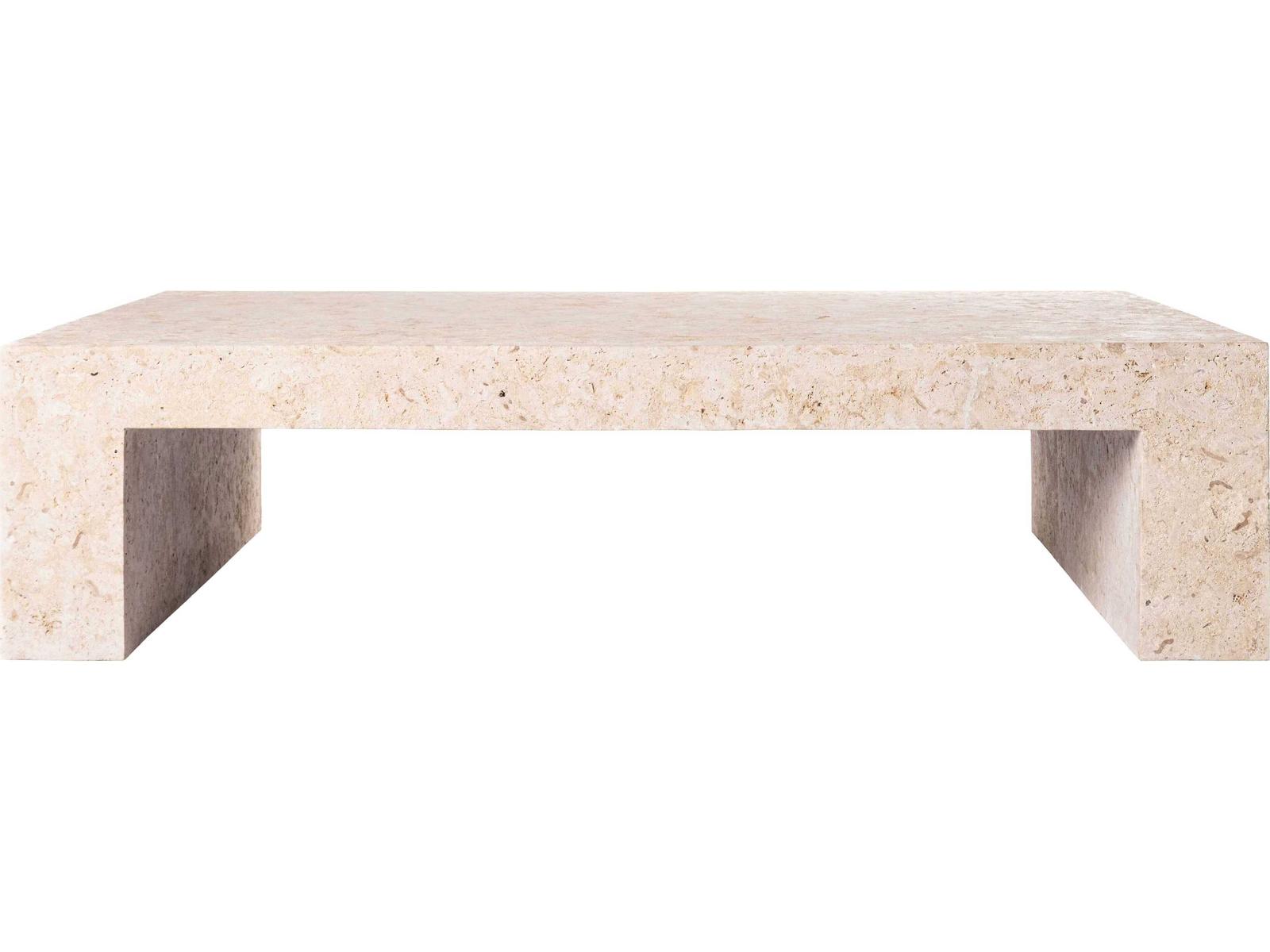 Quincy Rectangular Stone Beige Coffee Table