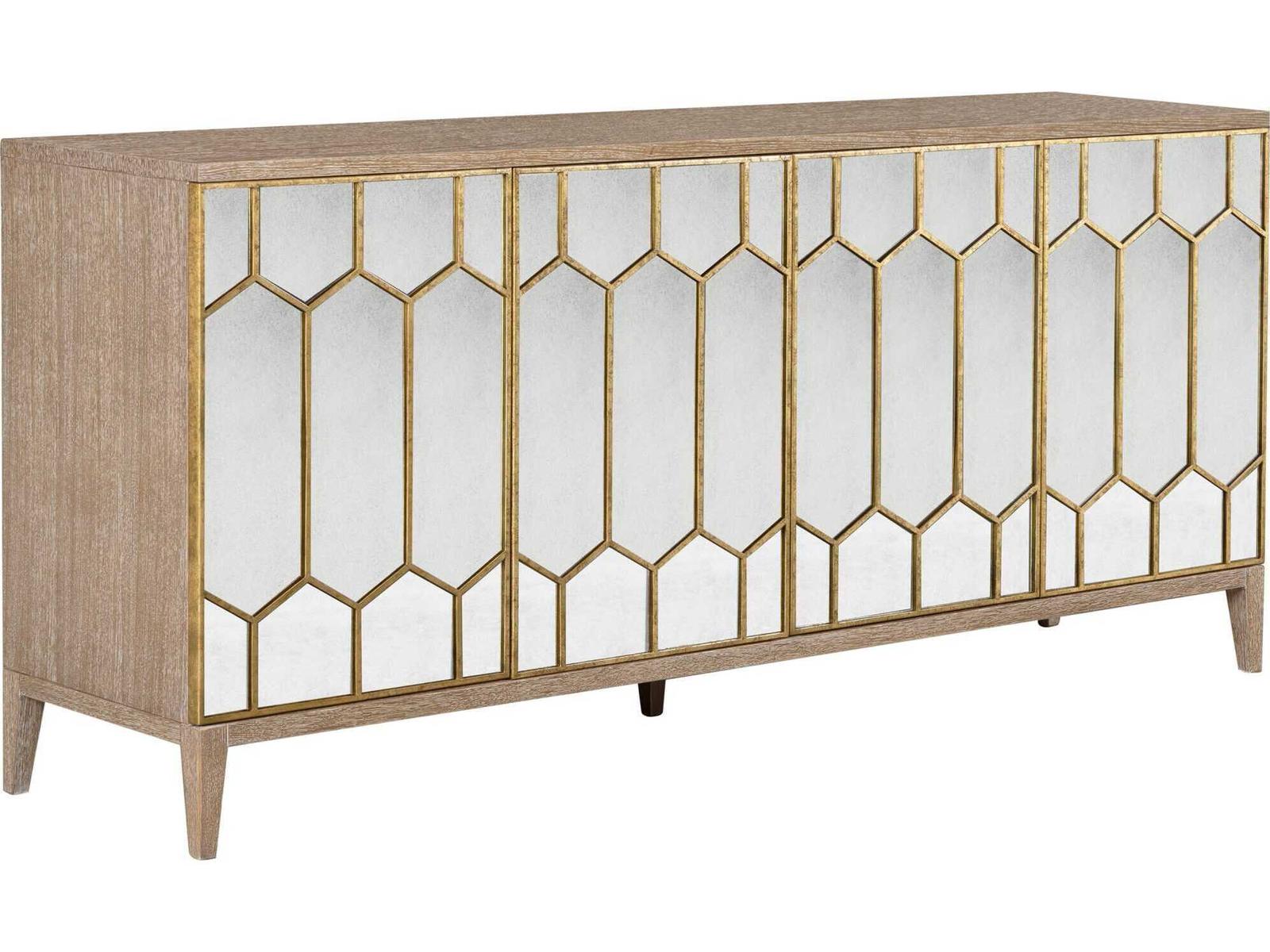 Bedford 86-Inch Sideboard with Geometric ?glomisé Glass Front