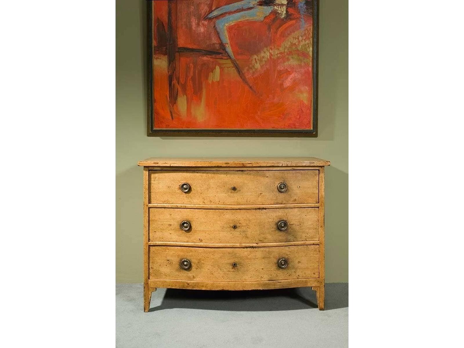 3-Drawer Pine Wood Dresser with Circle Design in Brown
