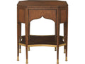 Octagon Wood Cherry End Table with Gold Accents