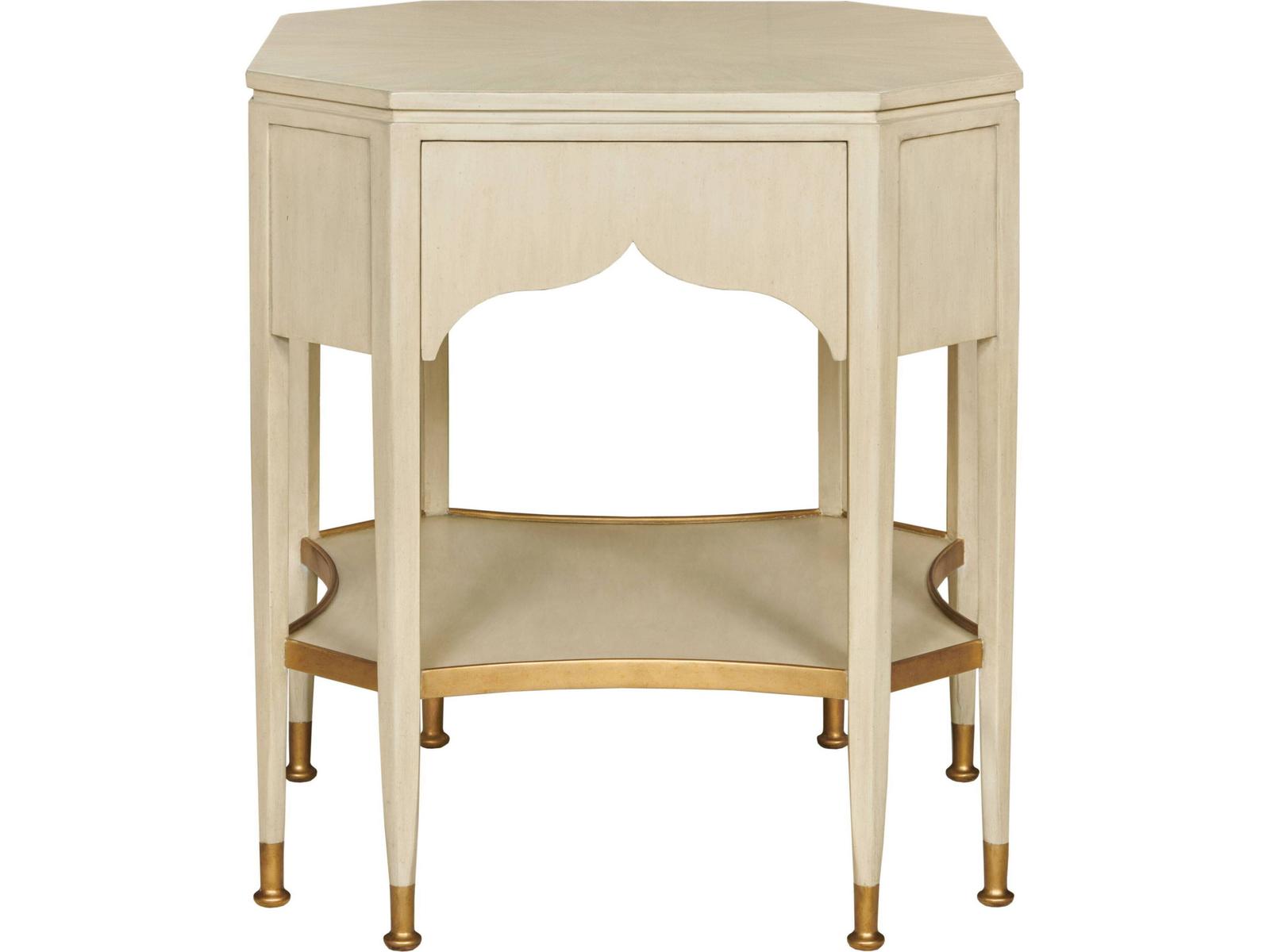 Octagonal Wood End Table Linen Paint Finish