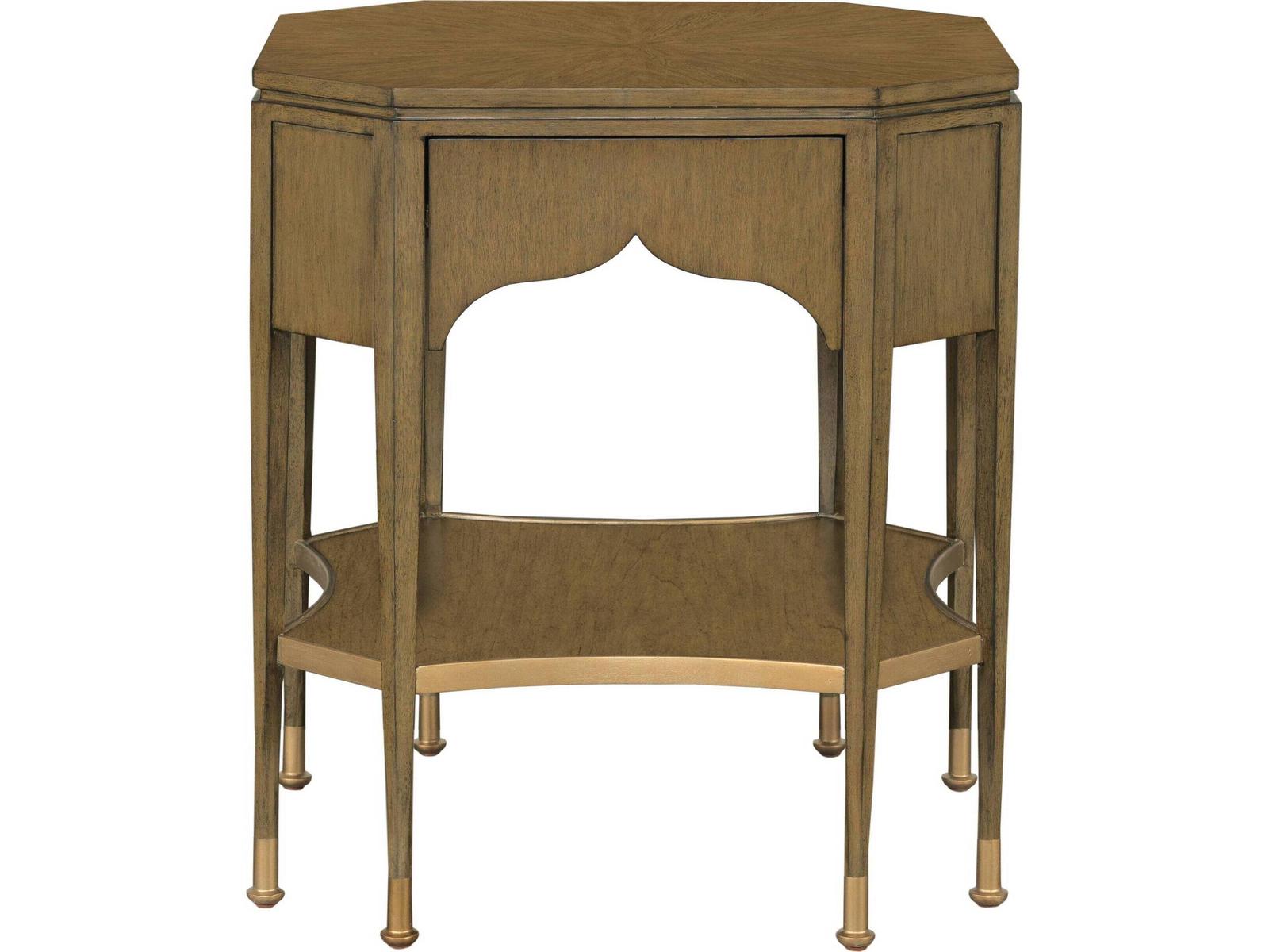 Octagon Wood End Table Light Walnut