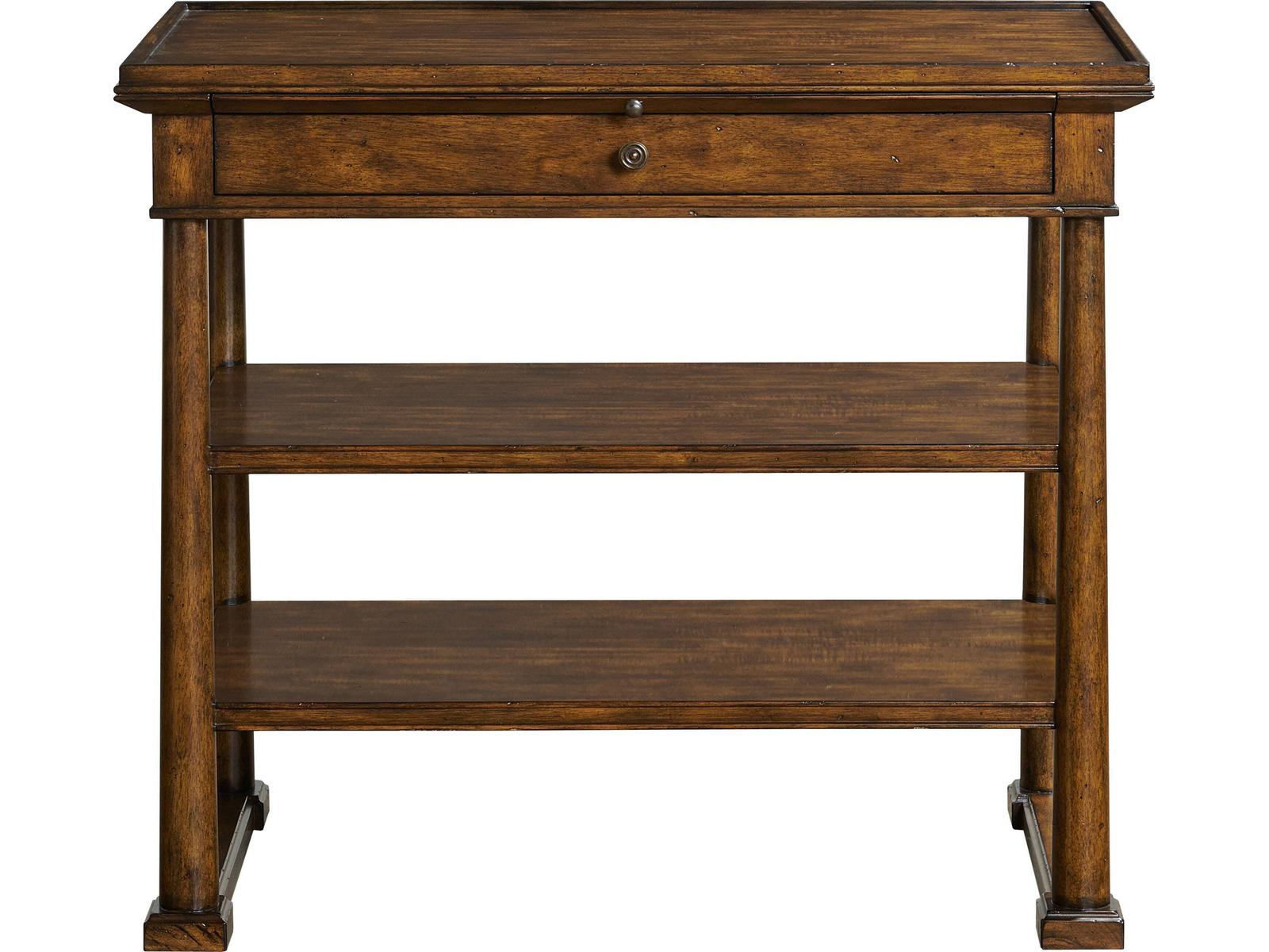 French Tier Rectangular Wood End Table in Walnut