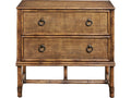Chateau 2-Drawer Leather Wrapped Rattan Nightstand with Raffia