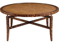 Round Wood Tortoise Coffee Table with Gold Leaf Accents