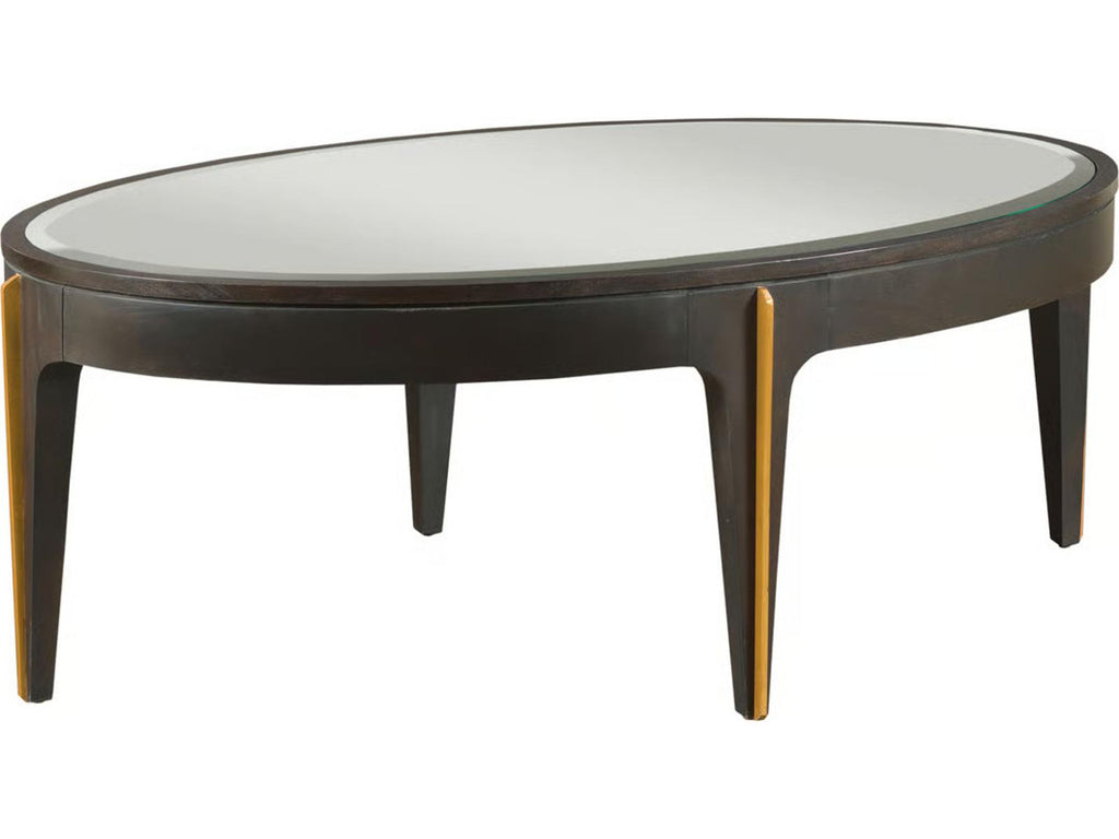 Oval Coffee Table in Paint Black with Mirror Top