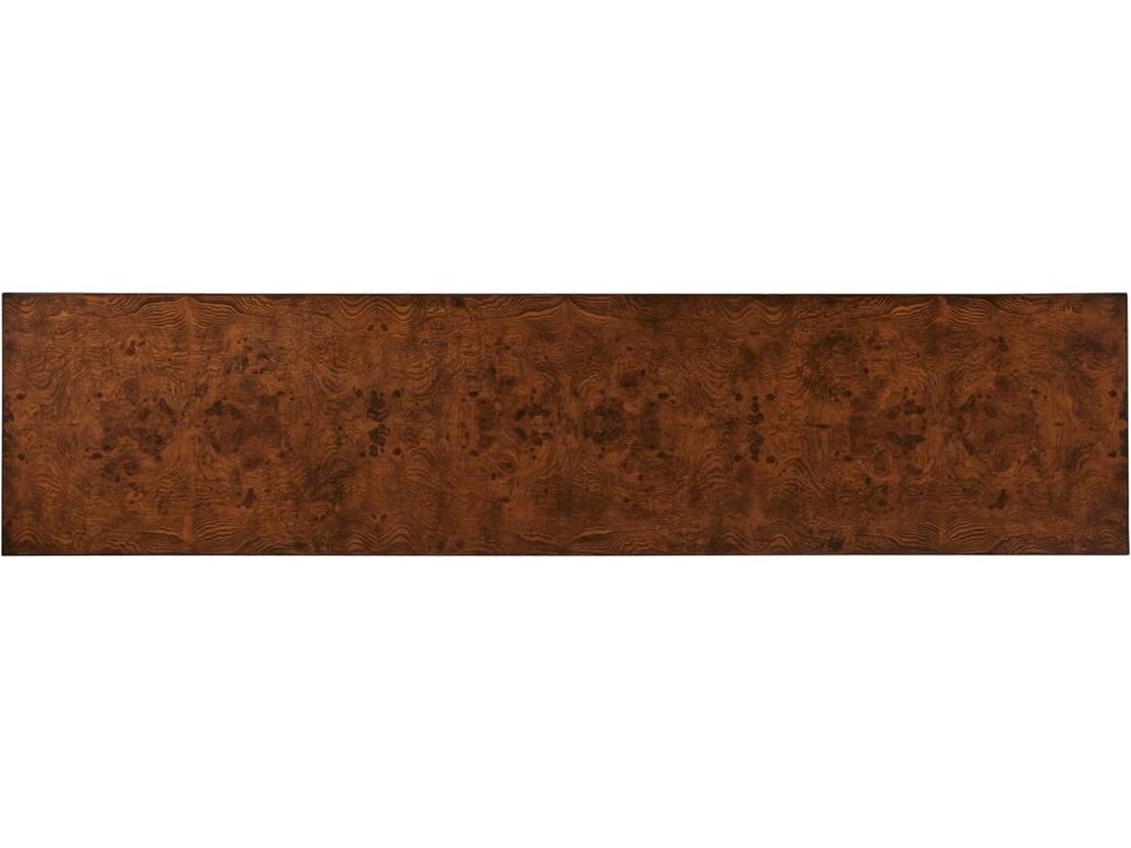 Modern Rectangular Ash Burl Mahogany Console Table with X Stretcher