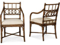 Charleston Rattan Arm Dining Chair with Brown Leather
