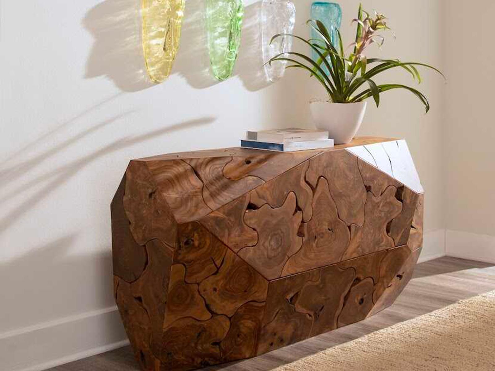 Prism 59 Inch Natural Teak Wood Console Table
