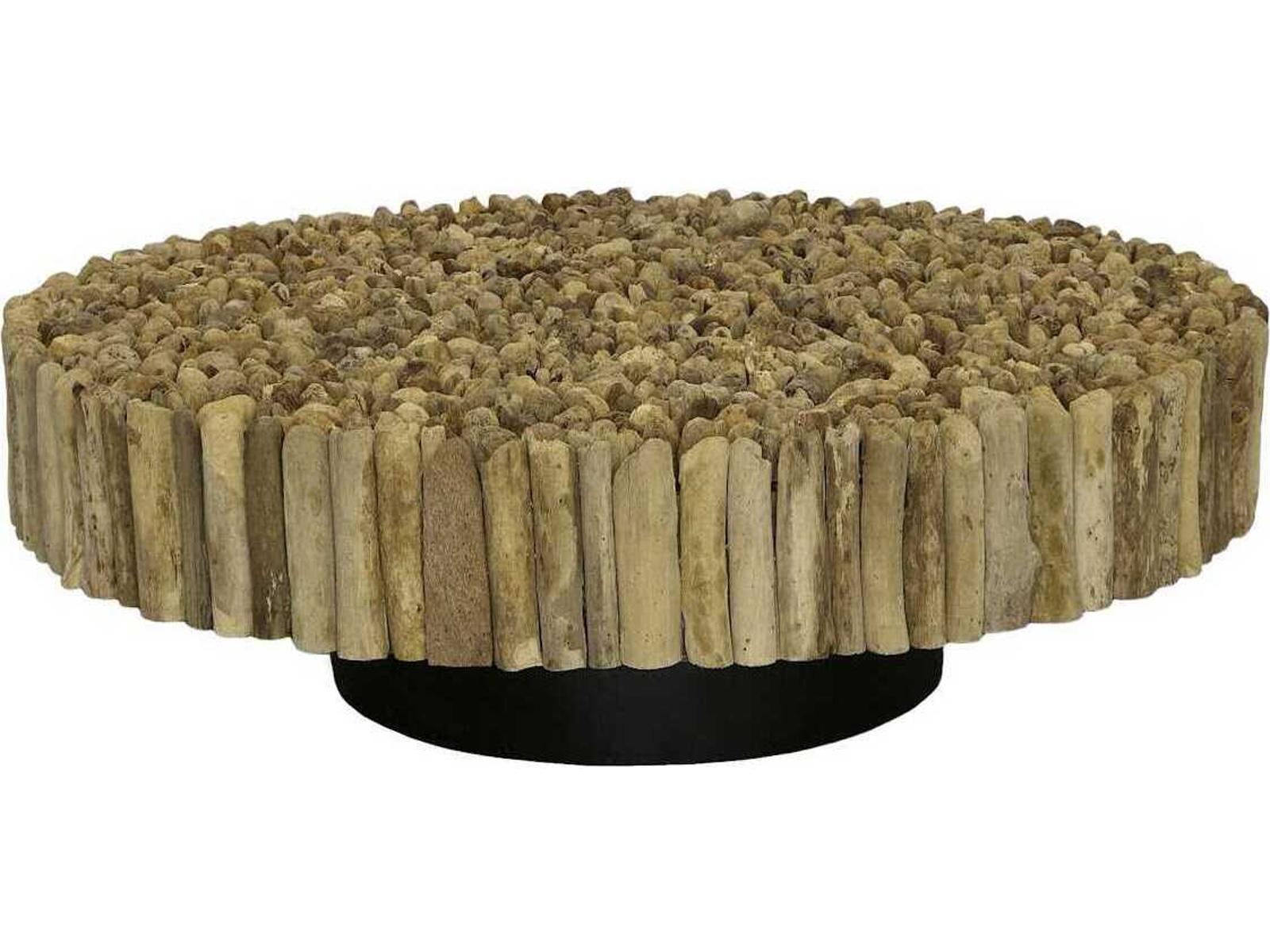 Manhattan Round Glass Coffee Table in Brown and Black