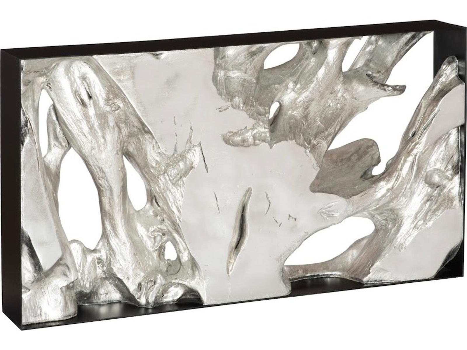 Cast Root Metal Framed Console Table in Silver Leaf