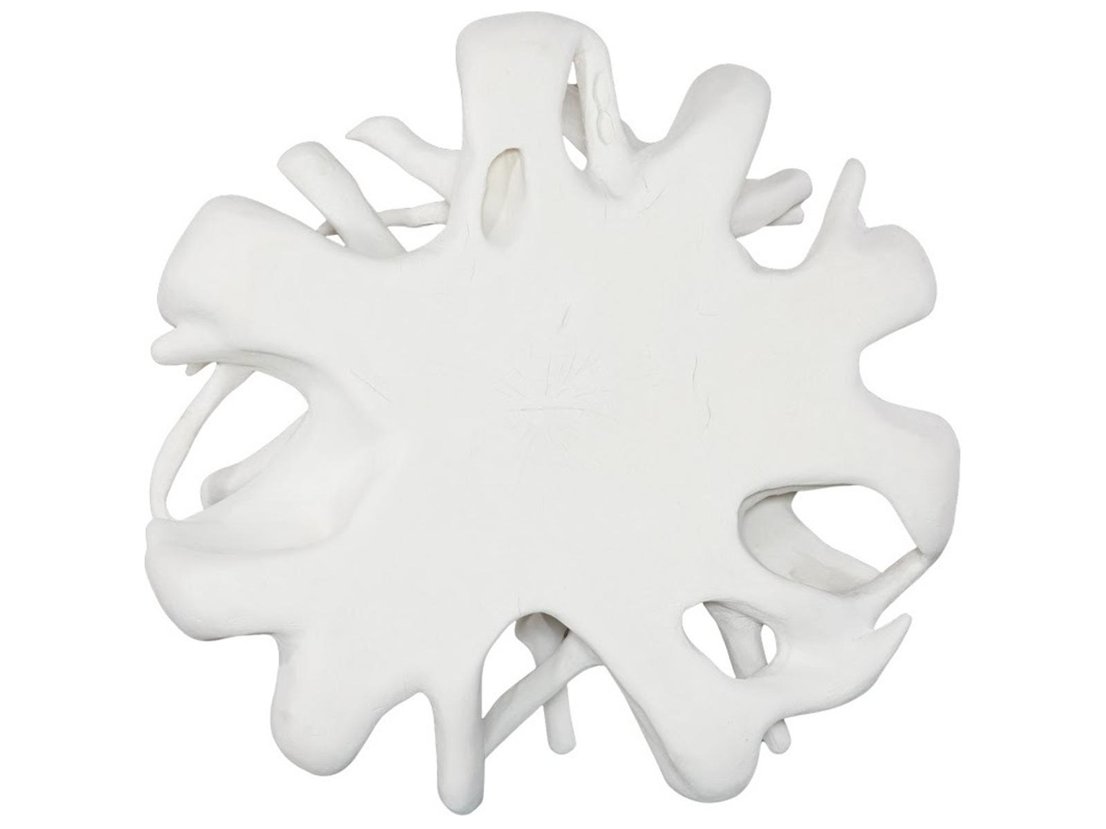 Cast Round White Stone Coffee Table in Off White