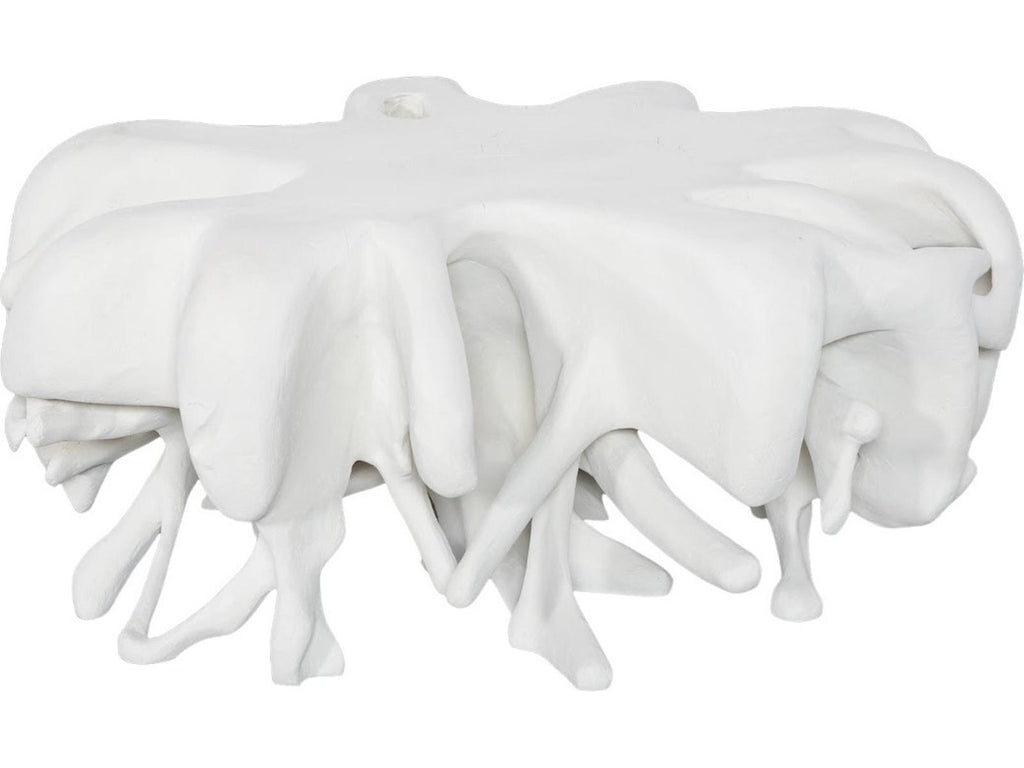 Cast Round White Stone Coffee Table in Off White
