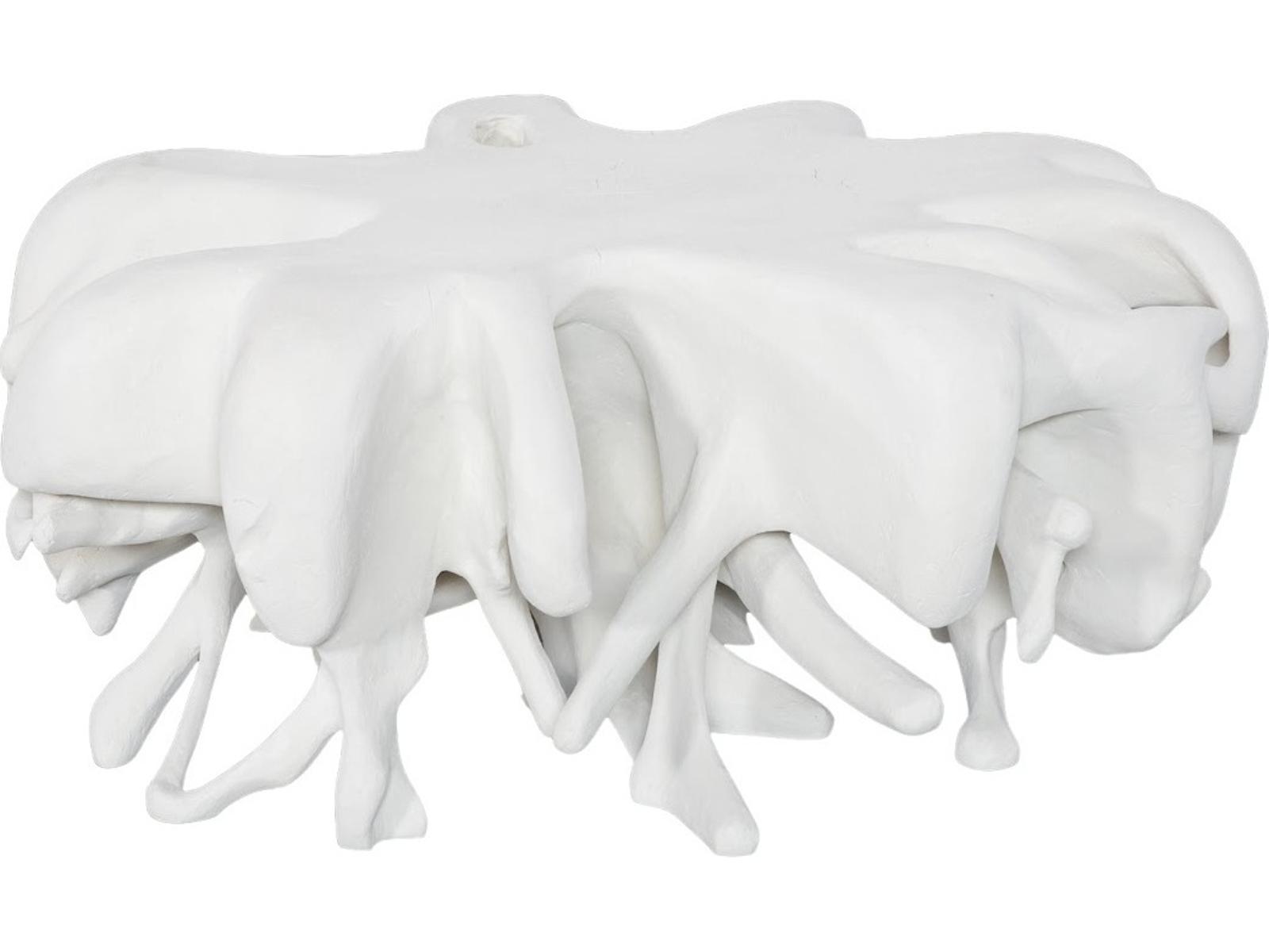 Cast Round White Stone Coffee Table in Off White