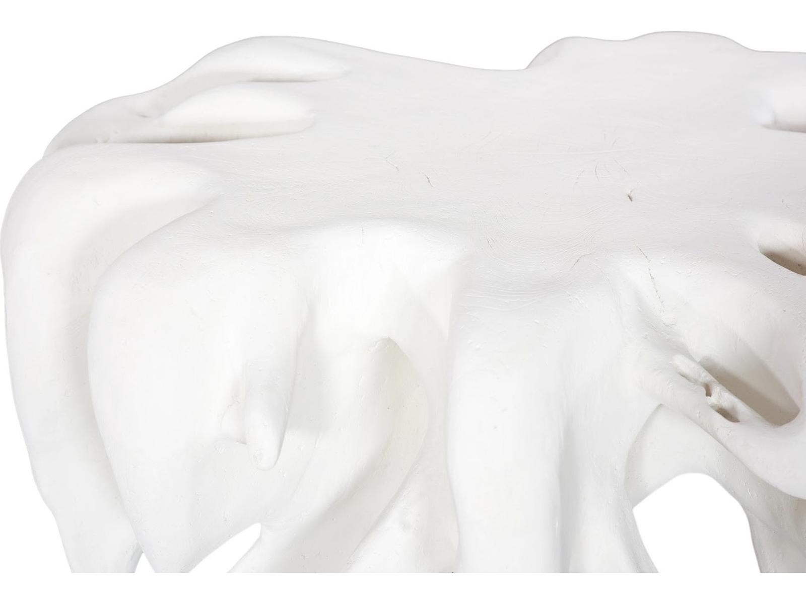 Cast Round White Stone Coffee Table in Off White