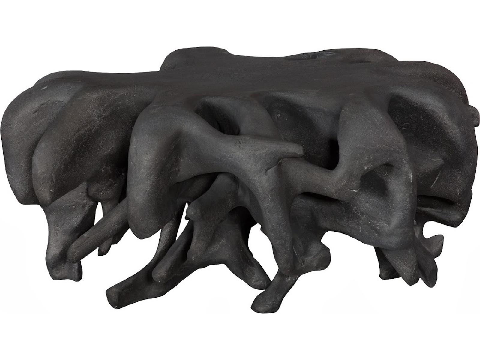 Cast Organic River Stone Round Coffee Table Charcoal Stone Finish