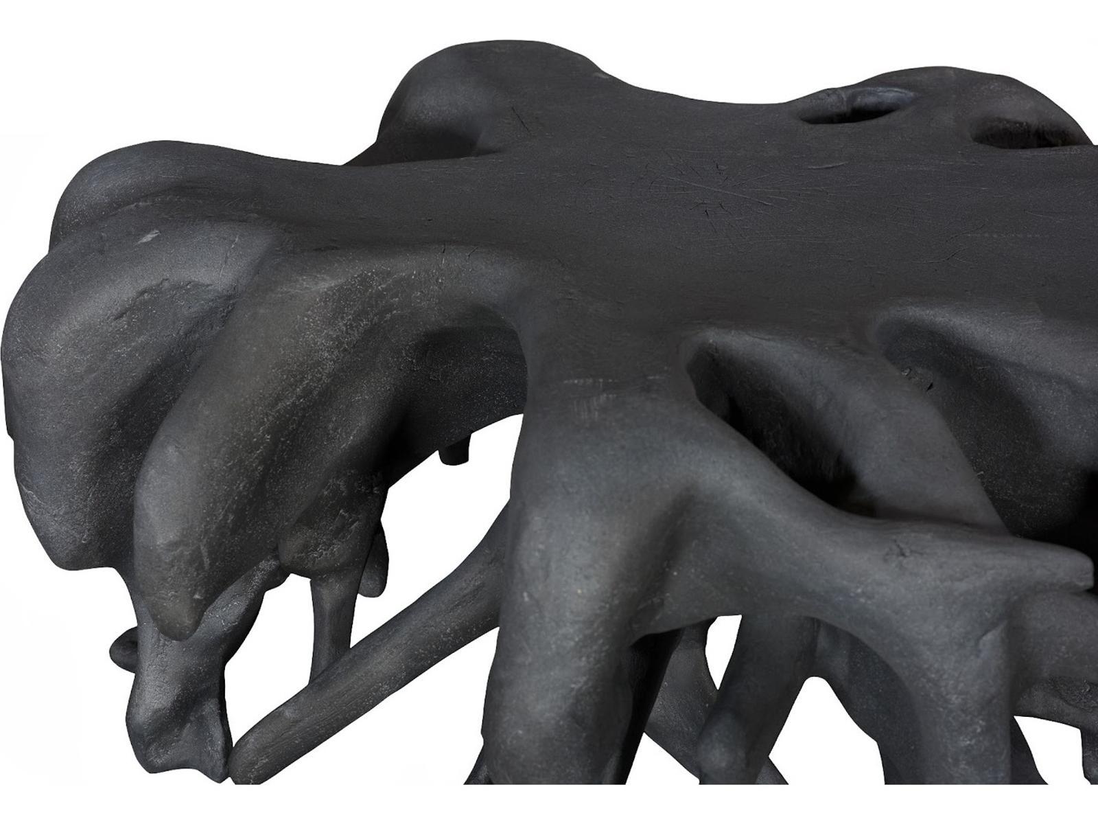 Cast Organic River Stone Round Coffee Table Charcoal Stone Finish