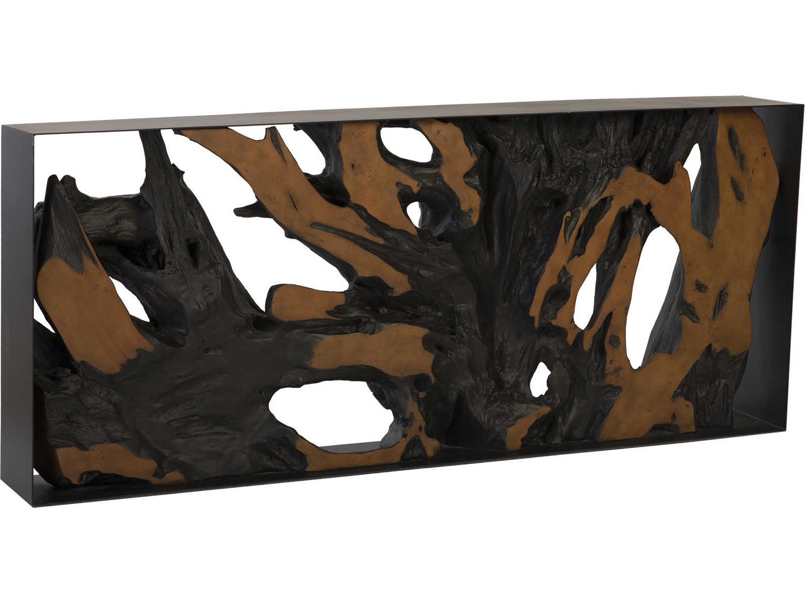 Flow Rectangular Metal Console Table in Black Brown