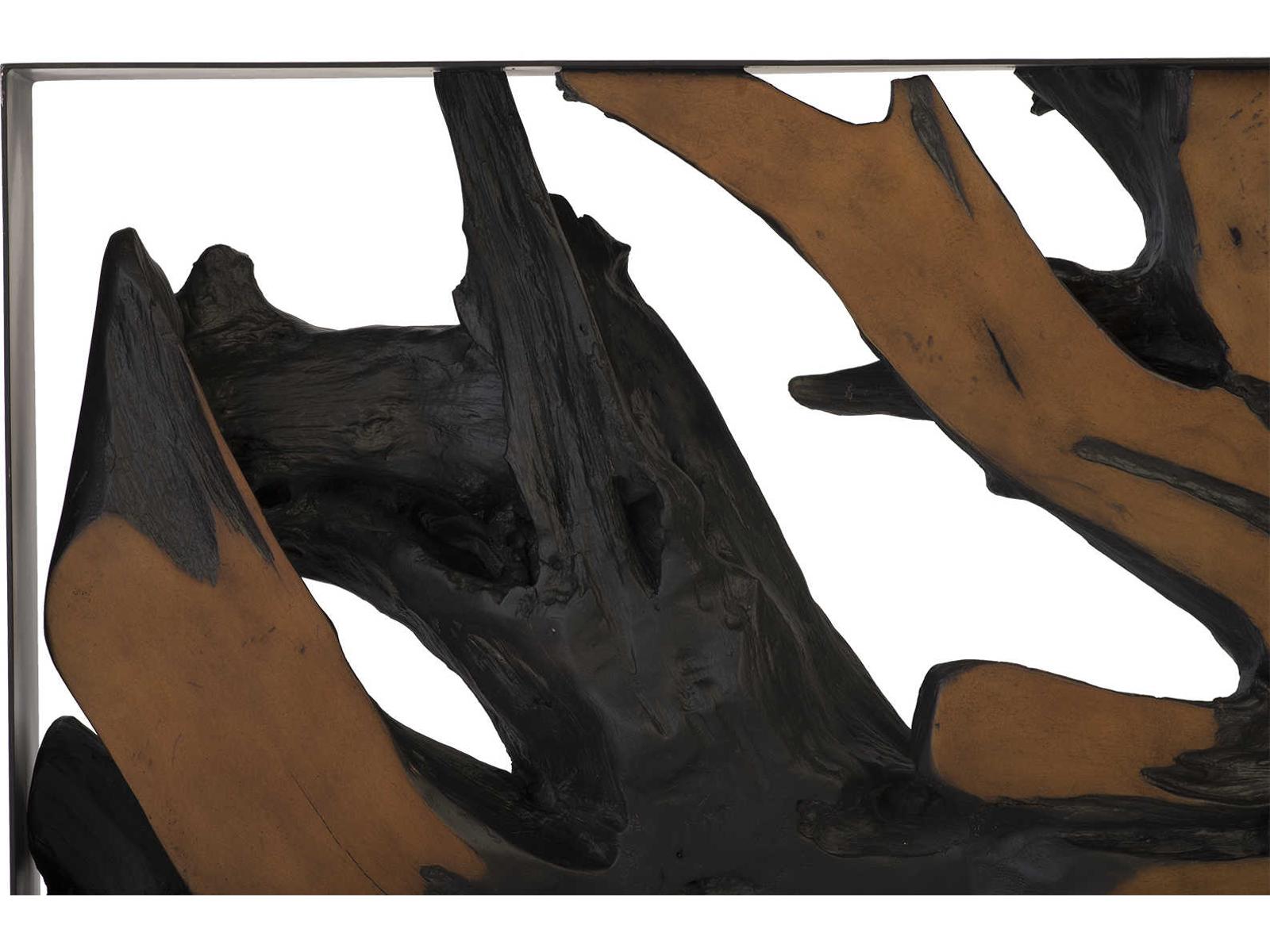 Cast Naturals Rectangular Metal Black Brown Console Table