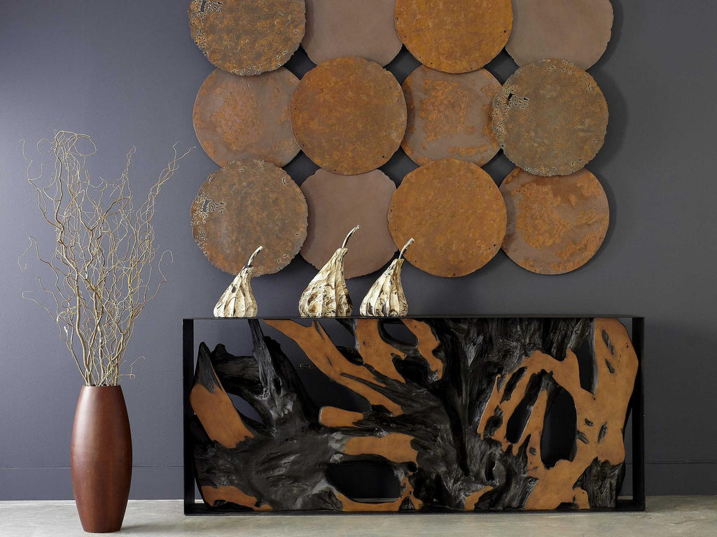Flow Rectangular Metal Console Table in Black Brown