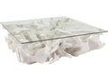 Flow Square Glass White Stone Coffee Table