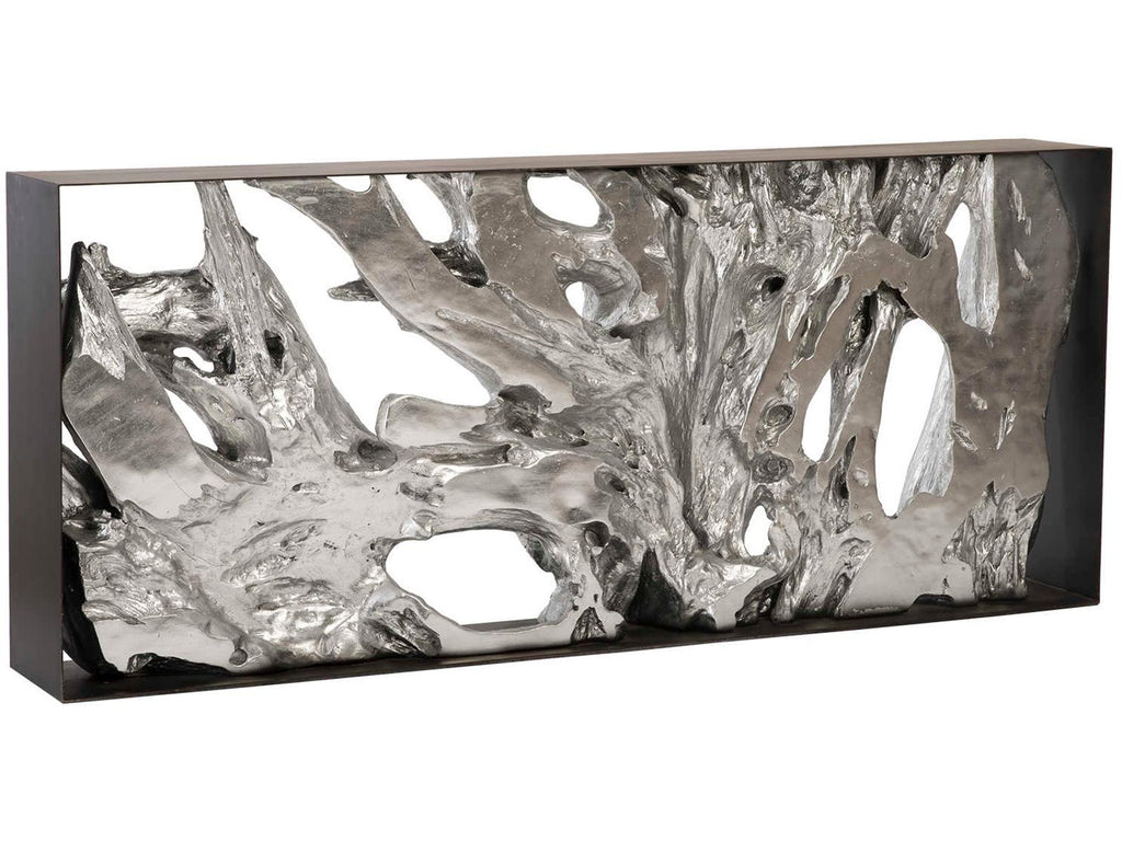 Flow Rectangular Metal Black Silver Console Table