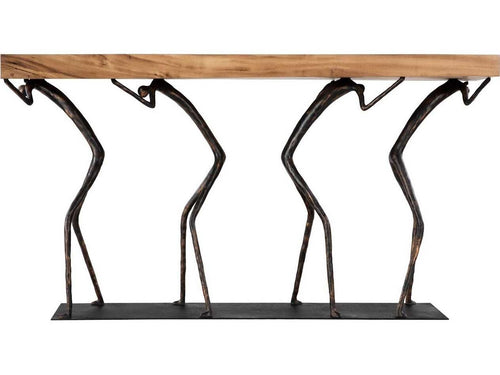 Atlas Rectangle Console Table Natural Chamcha Wood and Black Metal