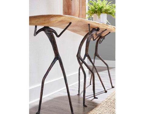 Atlas Console Table Chamcha Wood and Metal Natural Finish