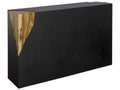 Cornered Rectangular Metal and Chamcha Wood Console Table in Natural Black Brown