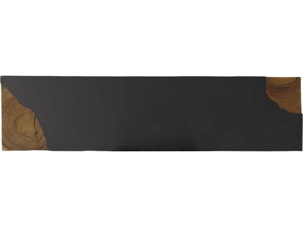 Cornered Rectangular Metal and Chamcha Wood Console Table in Natural Black Brown