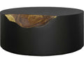 Cornered Round Coffee Table in Black Iron and Natural Chamcha Wood