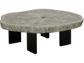 Floating Chamcha Wood Coffee Table in Gray Stone and Black