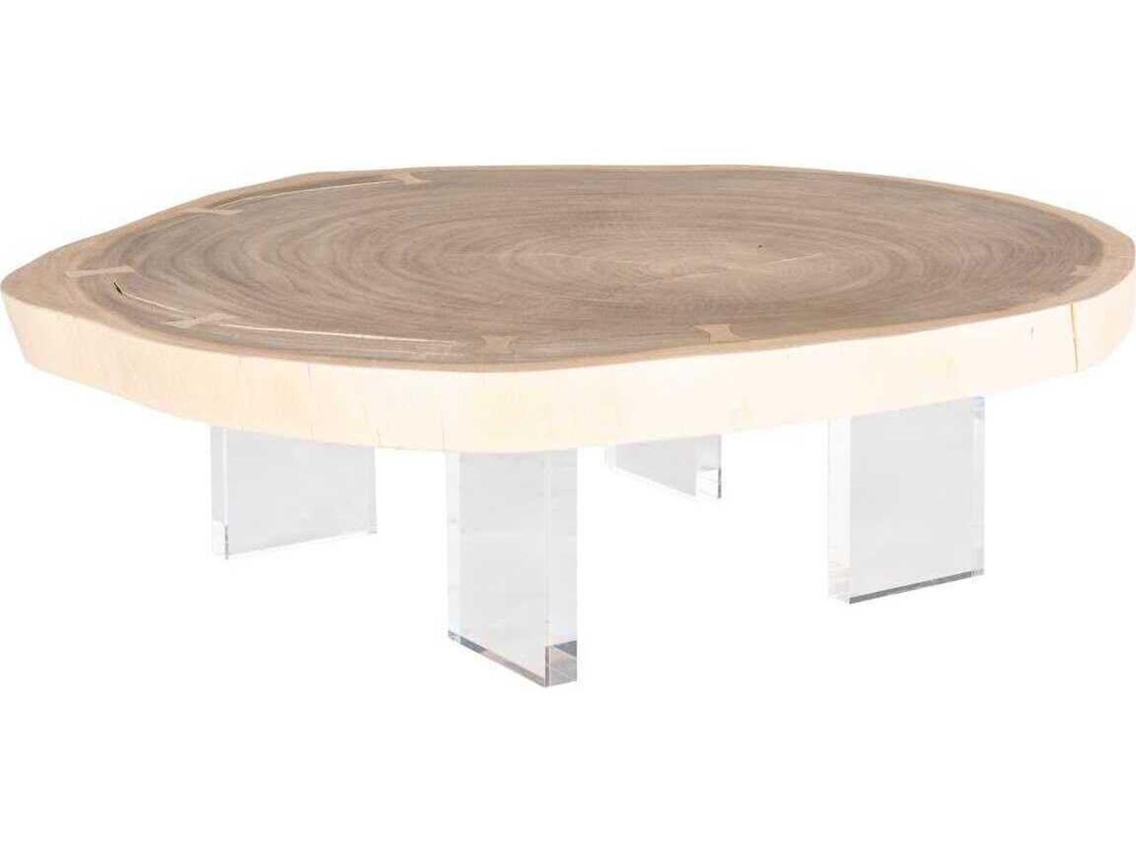 Flow Floating Wood Bleached Off White Clear Coffee Table