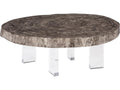 Floating Coffee Table on Acrylic Legs in Gray Stone
