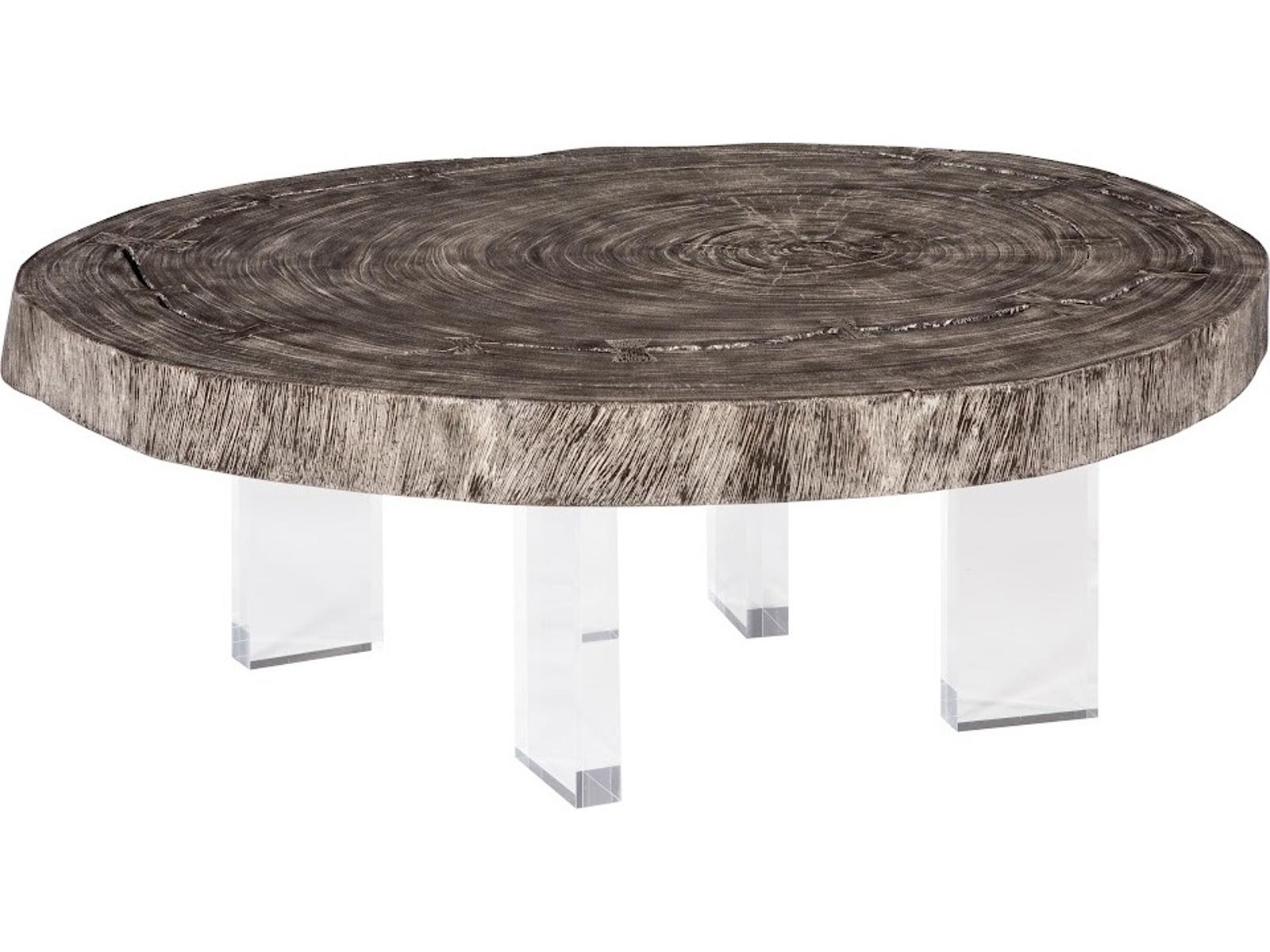 Floating Coffee Table on Acrylic Legs in Gray Stone