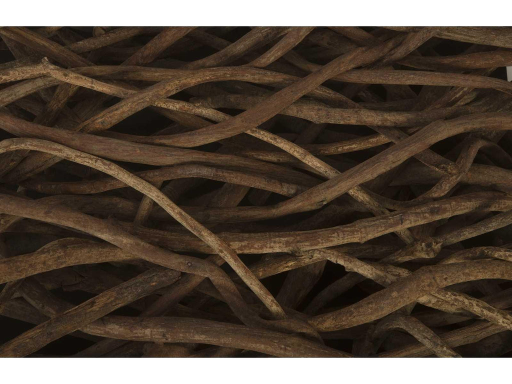 Vine Square Coffee Table with Glass Top and Natural Wood Base