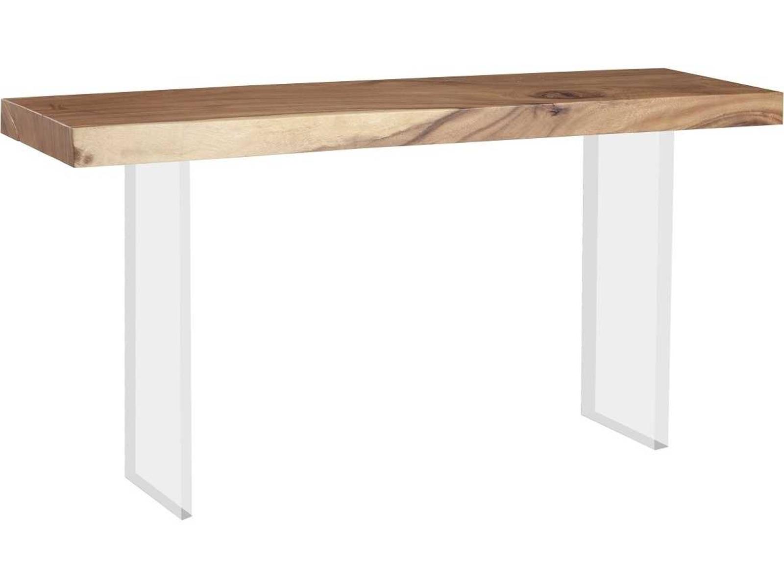 Floating Chamcha Wood Console Table with Acrylic Legs in Natural