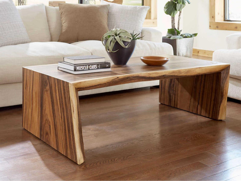 Organic Chamcha Wood Coffee Table Natural Finish
