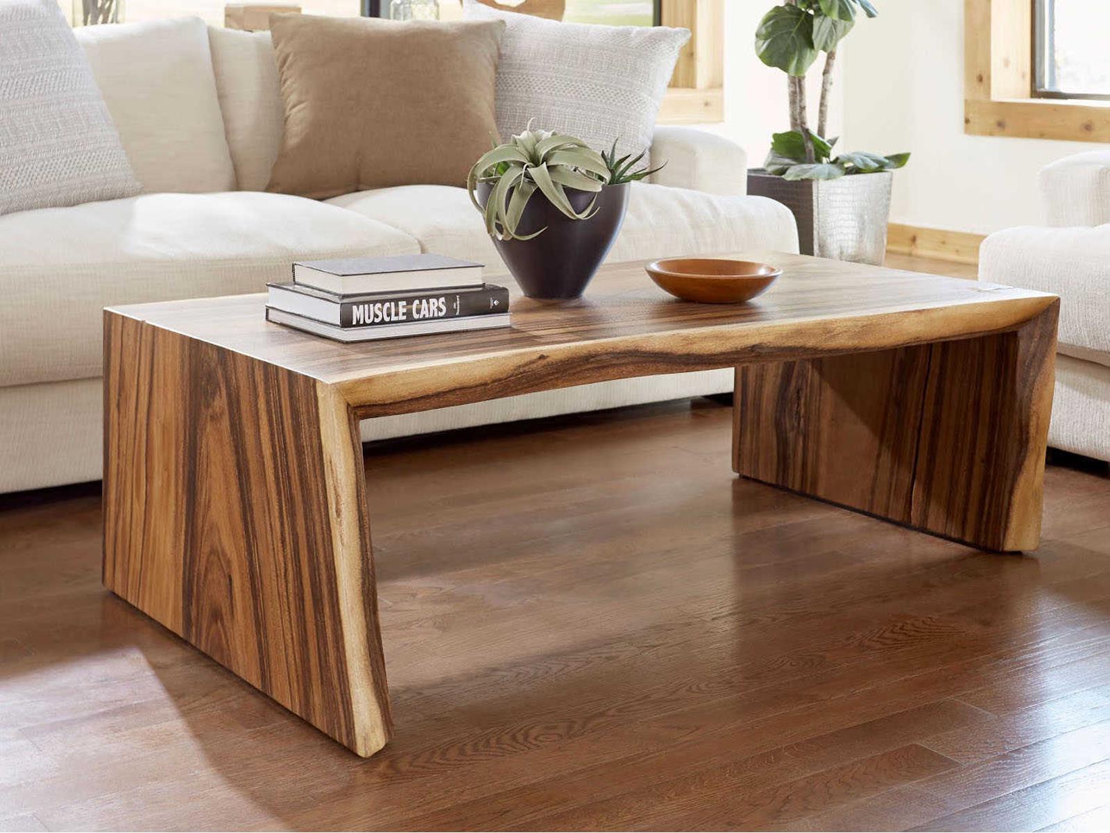Flow Rectangular Coffee Table in Natural Brown Wood