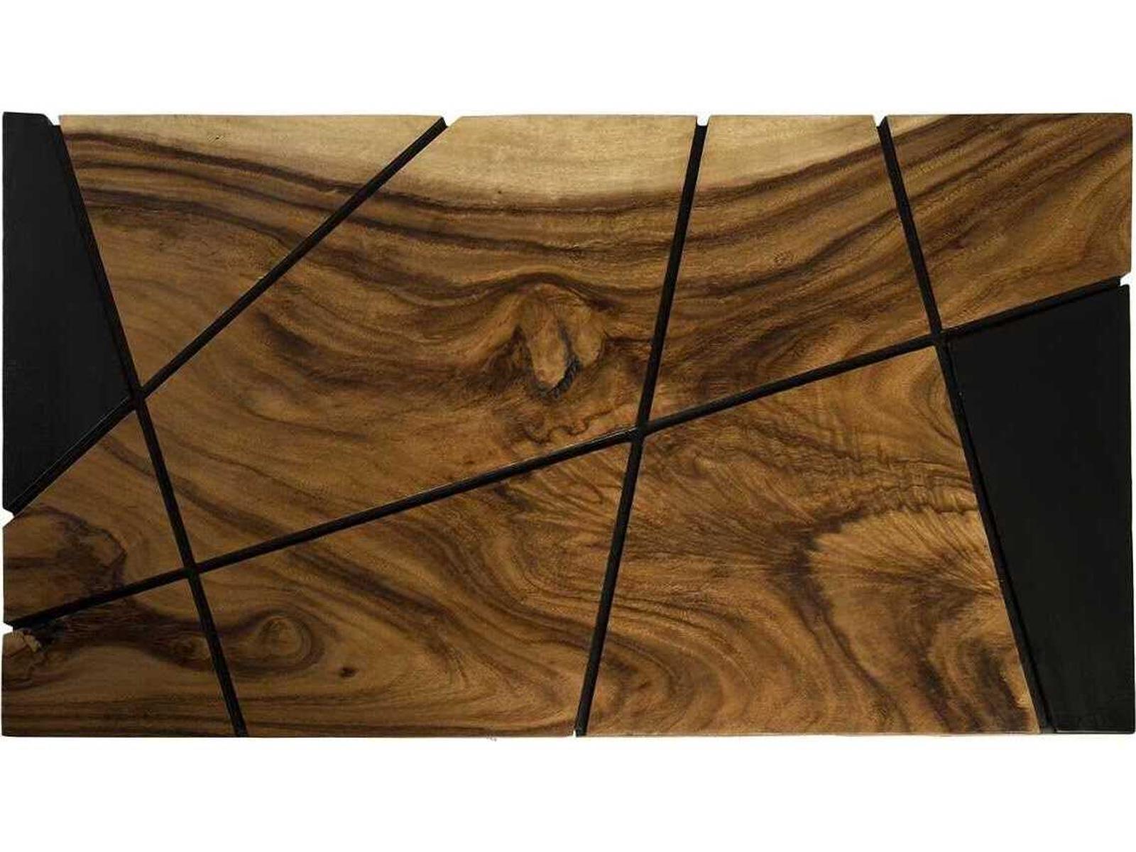 Flow Rectangular Wood Coffee Table in Natural Black
