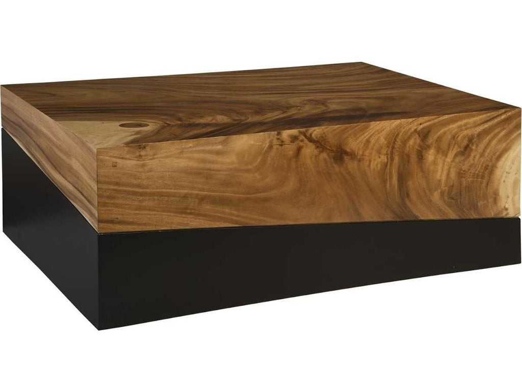 Geometry Rectangular Coffee Table Natural Wood and Black
