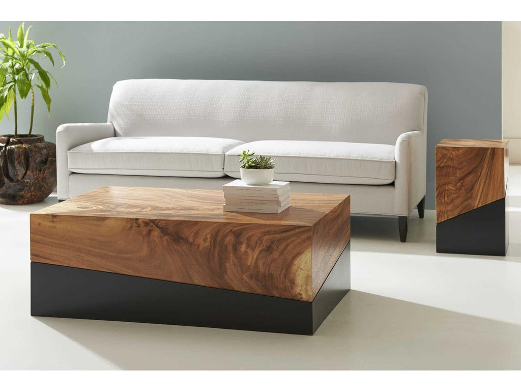 Geometry Rectangular Coffee Table Natural Wood and Black