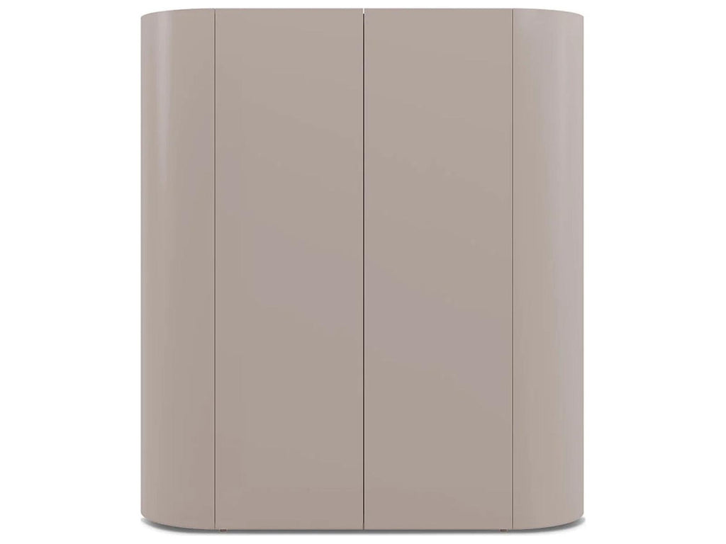 Dedalo Bar Sideboard 55 Inch Beige Ecru Matt Lacquer with Bronzo Glass Top