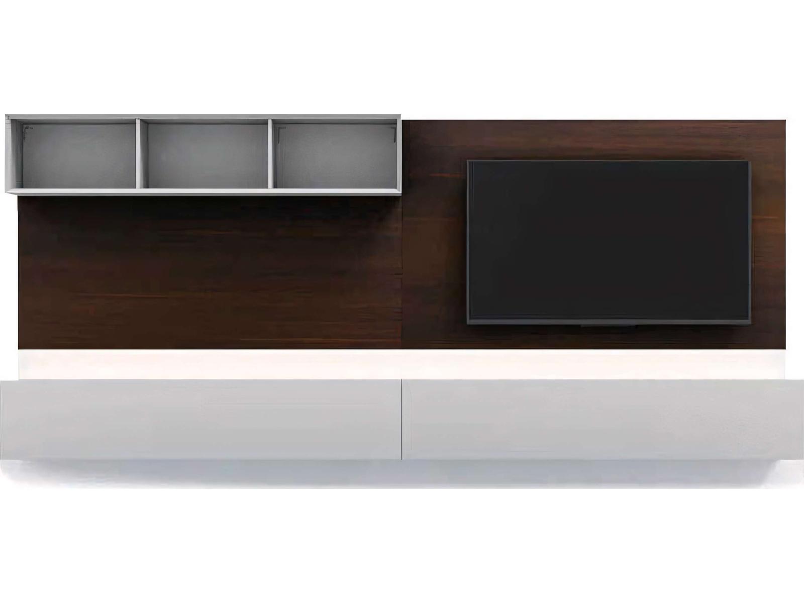 People 118 Inch Media Console in Burnt Oak and Matte Grey
