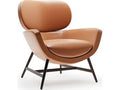 Laurie Upholstered Armchair in Brown Doge Leather with Burnt Oak Legs