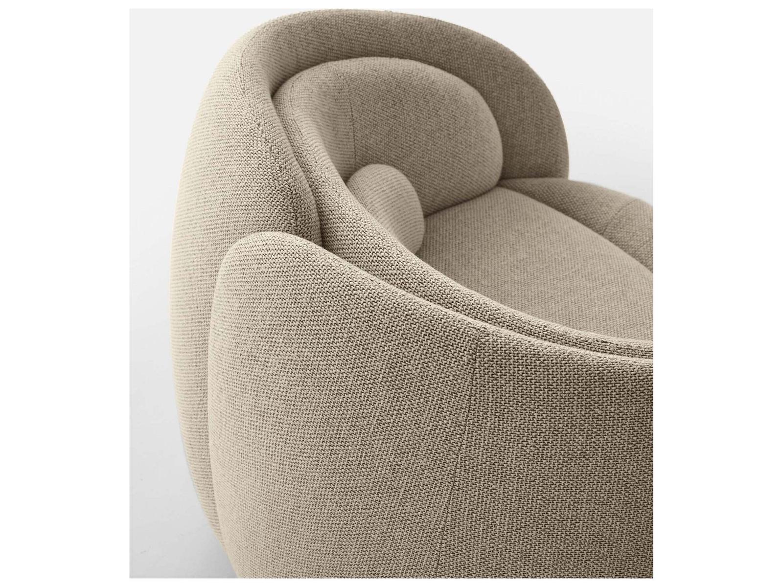 Peonia Accent Armchair with Fixed Black Plinth Base in Beige Zea Fabric
