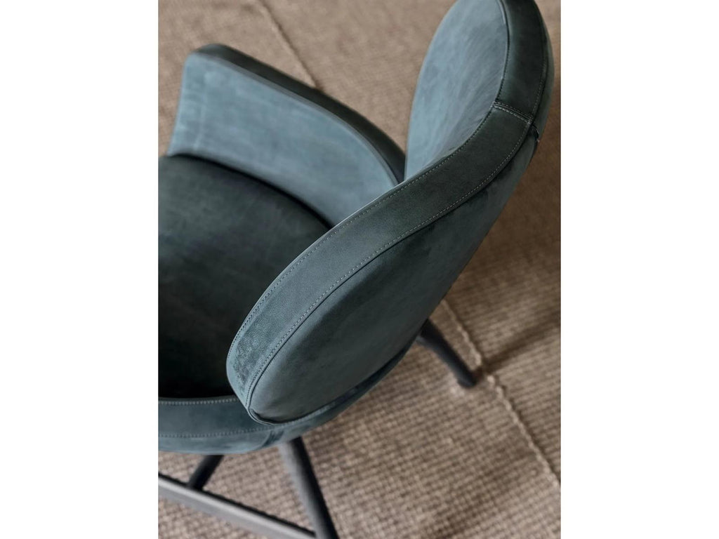 Laurie Upholstered Armchair in Dark Grey Nabuk Leather with Dark Grey Ash Base