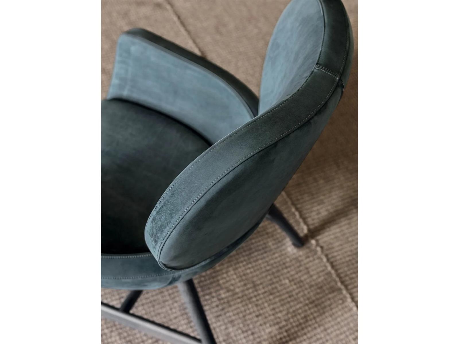 Laurie Upholstered Armchair in Dark Grey Nabuk Leather with Dark Grey Ash Base